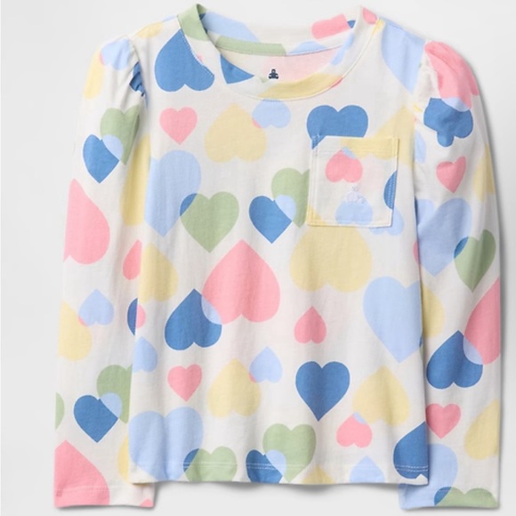 GAP Kids Long Sleeve Shirt with Heart Pattern - Picture 1 of 6